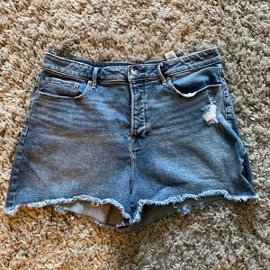 Good American The Bombshell Frayed Denim Shorts 16